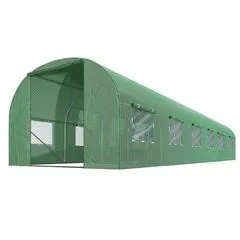Solar gradina DacEnergy©, profile din otel, folie PE 140g/m2, doua usi, 12 ferestre cu plasa de tantari, 6x 3x 2 m, suprafata totala 18m2, rezistenta la UV4, verde, Tip deschidere: Frontala , Spate, Culoare: Verde, Latime: 300 cm, Lungime: 600 cm-Dacenergy.ro