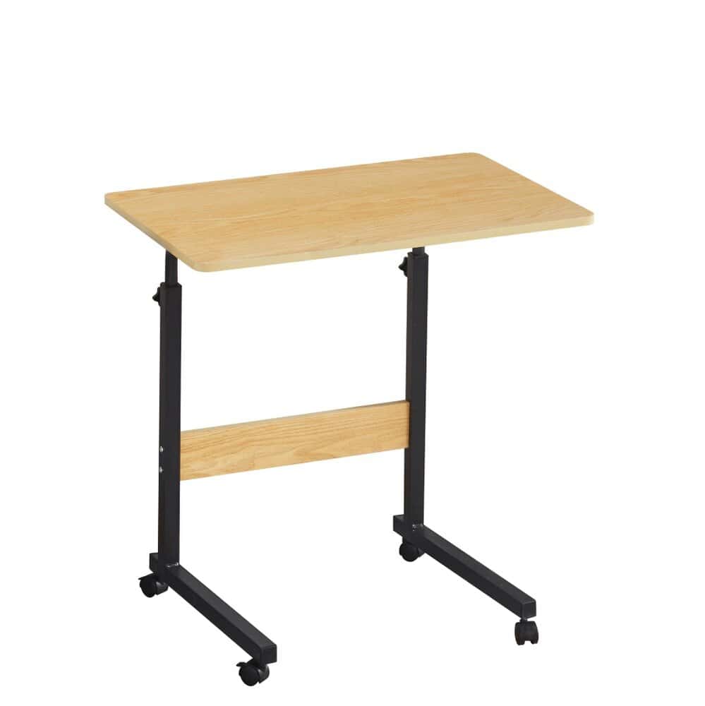 PC-Tisch JUSTUS höhenverstellbar mit Rollen Eichenplatte schwarze Beine