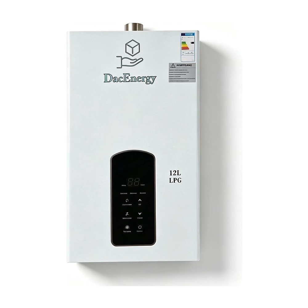 Gasdurchlauferhitzer mit Gebläse von DacEnergy für Flüssiggas, 12 l/min, Touchpanel