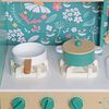 Set bucatarie copii DacEnergy©, realizata din MDF, cuptor cu microunde, aparat de cafea, aragaz, cuptor, oale, tigaie si ustensile incluse, masina de spalat, tabla cu creta, verde turcoaz, Culoare: Verde turcoaz-poza 2-Dacenergy.ro