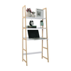 Etajera DacEnergy©, realizata din MDF si bambus lacuit, multifunctionala, practica, 63x149x36 cm, 3 rafturi, spatiu pentru scaun, finisaj alb si natur-poza 2-Dacenergy.ro
