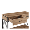 Consola pentru living DacEnergy©, constructie din metal, 2 sertare, 1 raft, 106 x 45 x 76 cm, finisaj negru si stejar-poza 9-Dacenergy.ro