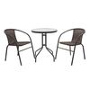 Set mobilier gradina DacEnergy©, realizat din metal si ratan sintetic, masa rotunda si doua scaune, 60 x 60 x 70 cm, culoare maro-Dacenergy.ro