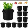 Ghiveci din pasla netesuta DacEnergy©, pentru plante de gradina, legume, flori, ierburi, fructe, plantare, de forma rotunda, cu maner, 37 l, diamentru 40 cm, gri antracit, Diametru: 40 cm-poza 2-Dacenergy.ro