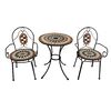 Set mobilier gradina DacEnergy©, cu masa rotunda si 2 scaune, confectionate din otel cu mozaic-Dacenergy.ro