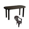 Set mobilier gradina DacEnergy©, fabricat din polipropilena, masa ovala si sase scaune, rezistent la umiditate si UV, maro, Numar persoane	: 6, Culoare: Maro-Dacenergy.ro