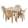 Set masa DacEnergy©, fabricat din polipropilena, cu model impletitura de ratan, forma patrata, cu 4 scaune, pentru interior/ exterior, crem, Numar persoane	: 4, Culoare: Crem-Dacenergy.ro