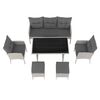 Set mobilier gradina DacEnergy©, constructie metalica, ratan sintetic, masa din sticla temperata, o canapea cu trei locuri, 2 fotolii, 2 taburete si o masa, 120 x 70 x 70 cm, gri deschis-poza 12-Dacenergy.ro