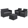 Set mobilier gradina DacEnergy©, polipropilena, masa 2 fotolii si o canapea cu perne, 4 persoane, spatiu depozitare, 55.5 x 55.5 x 38.5 cm, grafit, Numar persoane	: 4-poza 4-Dacenergy.ro