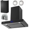 Hota de bucatarie, decorativa, din otel inoxidabil, 160 W, 510 m3/h, clasa energetica C, iluminare LED, 3 trepte de viteze, 60 cm, cu buton soft touch, neagra-poza 2-Dacenergy.ro