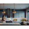 Hota de bucatarie decorativa, din inox, iluminare LED, functie de oprire automata, 9 trepte de viteze, control electronic buton soft touch, 520 m3/h, 100 W, 35 x 35 x 93 cm, neagra-poza 3-Dacenergy.ro