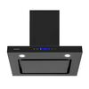 Hota de bucatarie, decorativa, din otel inoxidabil, 160 W, 510 m3/h, clasa energetica C, iluminare LED, 3 trepte de viteze, 60 cm, cu buton soft touch, neagra-Dacenergy.ro
