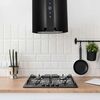 Hota de bucatarie decorativa, din inox, iluminare LED, functie de oprire automata, 9 trepte de viteze, control electronic buton soft touch, 520 m3/h, 100 W, 35 x 35 x 93 cm, neagra-poza 6-Dacenergy.ro