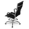 Scaun birou DacEnergy, din piele ecologica, baza lata, cromata, spatar inalt, ergonomic, lift cu gaz, functie de balansare, negru, Culoare: Negru-poza 6-Dacenergy.ro
