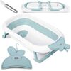 Cada de baie pentru bebelusi , realizata din plastic, cu termometru, pliabila, picioare antiderapante, design ergonomic, alb si albastru, Culoare: Albastru-poza 2-Dacenergy.ro