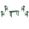 Set mobilier gradina DacEnergy©, fabricat din polipropilena, masa ovala si patru scaune, rezistent la umiditate si UV, 140 x 70 x 70 cm, verde, Numar persoane	: 4, Culoare: Verde-Dacenergy.ro
