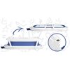 Cadita pliabila pentru baie copii , pliabila, picioare antiderapante, dop senzor de temperatura, perna inclusa, maxim 45 kg, 50 x 21 cm, albastru si alb, Culoare: Albastru-poza 7-Dacenergy.ro