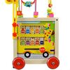 Premergator pentru copii DacEnergy©, din lemn, cu activitati diverse, ceas, mini abac, piese rotative inscriptionate cu cifre si animale, puzzle cu animale rasucite, labirint cu bile, 30 x33 x52 cm, multicolor-poza 8-Dacenergy.ro