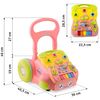 Premergator pentru copii 2in1, solid si durabil, roti cu blocare si cauciuc antiderapant, cu pian pe un panou educational, cu sunet, 40,5 x36 x46 cm, roz, Culoare: Roz-poza 9-Dacenergy.ro