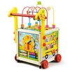 Premergator pentru copii DacEnergy©, din lemn, cu activitati diverse, ceas, mini abac, piese rotative inscriptionate cu cifre si animale, puzzle cu animale rasucite, labirint cu bile, 30 x33 x52 cm, multicolor-poza 9-Dacenergy.ro