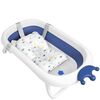 Cadita pliabila pentru baie copii , pliabila, picioare antiderapante, dop senzor de temperatura, perna inclusa, maxim 45 kg, 50 x 21 cm, albastru si alb, Culoare: Albastru-Dacenergy.ro