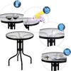 Set mobilier gradina DacEnergy©, 2 scaune, o masa rotunda, blat frumos din sticla, tapiteria scaunelor din textilene, aspect estetic, stil minimalist, pentru gradina, terasa, balcon-poza 2-Dacenergy.ro
