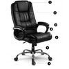 Scaun birou DacEnergy, spatar moale, strat dublu de burete, forma ergonomica, suport lombar, 125x60 cm, piele, negru, Culoare: Negru, Crom-poza 7-Dacenergy.ro