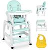 ​Scaun de masa bebe 5in1, inaltimea si spatarul reglabile, balansoar, tava dubla detasabila, centura de siguranta, masa si scaun, turcoaz, Culoare: turcoaz-poza 2-Dacenergy.ro