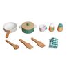 Set bucatarie copii DacEnergy©, realizata din MDF, cuptor cu microunde, aparat de cafea, aragaz, cuptor, oale, tigaie si ustensile incluse, masina de spalat, tabla cu creta, verde turcoaz, Culoare: Verde turcoaz-poza 7-Dacenergy.ro