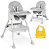 Scaun de masa bebe, 3in1, centura de siguranta in 5 puncte, picioare antiderapante, tava detasabila, pliabil, cos depozitare, gri, Culoare: Gri-poza 4-Dacenergy.ro