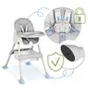 Scaun de masa bebe, 3in1, centura de siguranta in 5 puncte, picioare antiderapante, tava detasabila, pliabil, cos depozitare, gri, Culoare: Gri-poza 5-Dacenergy.ro