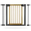 Bariera poarta de protectie copii, realizata din metal si lemn, deschidere pe 2 fete, latime reglabila, 76-104 cm, posibilitatea de blocare, negru-Dacenergy.ro