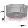 Trambulina de gradina, plasa externa de siguranta, scara metalica solida, 4 picioare duble, model unic de panza de paianjen, intrarea inchisa cu fermoar si catarama, 374 cm, rosu si negru, Culoare: Rosu, Negru,  Diametru: 374 cm-poza 4-Dacenergy.ro
