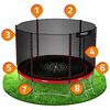 Trambulina de gradina, plasa externa de siguranta, scara metalica solida, 3 picioare duble, model unic de panza de paianjen, intrarea inchisa cu fermoar si catarama, 183 cm, rosu si negru, Culoare: Rosu, Negru,  Diametru: 183 cm-poza 4-Dacenergy.ro