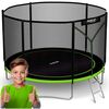 Trambulina de gradina, cu plasa de exterior, scara metalica, 2 trepte, 3 picioare duble, 54 arcuri de prindere, diametru 312 cm, negru si verde, Culoare: Verde, Negru,  Diametru: 312 cm-poza 4-Dacenergy.ro
