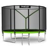 Trambulina de gradina, cu plasa de exterior, scara metalica, 2 trepte, 3 picioare duble, 54 arcuri de prindere, diametru 312 cm, negru si verde, Culoare: Verde, Negru,  Diametru: 312 cm-Dacenergy.ro
