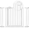 Bariera poarta de protectie copii, realizata din metal si plastic, deschidere pe 2 fete, latime reglabila, 75-105 cm, posibilitatea de blocare, alba-poza 2-Dacenergy.ro