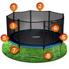Trambulina de gradina, cu plasa de exterior, scara metalica, 2 trepte, 4 picioare duble, 80 arcuri de prindere, diametru 435 cm, negru si albastru, Culoare: Albastru, Negru,  Diametru: 435 cm-poza 5-Dacenergy.ro