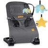 Balansoar bebelusi, cadru metalic, material textil, pozitie sigura, ergonomica, pliabil, reglare inclinare a spatarului in 3 trepte, picioare anti-alunecare, cu jucarii, gri, Culoare: Gri, Negru-poza 4-Dacenergy.ro