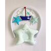 Babynest DacEnergy©, umplut cu bilute din microfibra, bumbac, design unic, arcada cu jucarii, pernuta in forma de stea, 90x 50 x 20 cm, albastru-poza 6-Dacenergy.ro