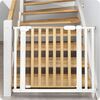 Poarta de securitate, combinatie de lemn si otel, inchidere usoara, pe doua fete, latimea reglabila 74-105 cm, natur si alb, Culoare: Alb, Natur, Latime: 74 / 105 cm-poza 8-Dacenergy.ro