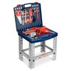 Atelier pentru copii , din plastic, numeroase accesorii, 4 x chei, ciocan, ferastrau, suruburi, surubelnite si benzi de bricolaj, etrier, 39 x 28 x 72 cm, albastru-Dacenergy.ro