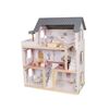 Casuta de papusi DacEnergy©, realizata din MDF, 3 etaje, 4 camere, balcon, 2 scari, 15 piese de mobilier, 62 x27 x77 cm, gri, Culoare: Gri-poza 2-Dacenergy.ro