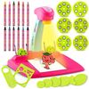 Jucarie educationala, proiector de desen, tip tabla, 8 sabloane, 36 de imagini, set de markere, 37,5 x 37,5 x 36 cm, roz, Culoare: Roz, Interese: Invatare-poza 2-Dacenergy.ro