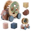 Jucarie de tras, din lemn, stimulare senzoriala, Montessori, cu snur, forma de papagal, 25, 5 x 17, 5 x 11 cm-poza 2-Dacenergy.ro