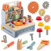 Atelier de lemn pentru copii , dezvolta abilitatile motorii fine, Montessori, ciocan, surubelnita, cheie, menghina, ferastrau, 30 x 25 x 30 cm-poza 3-Dacenergy.ro