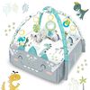 ​Salteluta interactiva , material moale, 7 jucarii multifunctionale, laturile ridicate, doua fete, pliabil, imprimeu cu dinozauri, 110 x 100 cm, gri, Culoare: Gri-poza 5-Dacenergy.ro