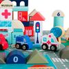 ​Set cuburi de construit din lemn pentru copii DacEnergy©, stimuleaza creativitatea si motricitatea, 115 piese, multicolor, Culoare: Multicolor-poza 4-Dacenergy.ro