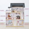 Casuta de papusi DacEnergy©, realizata din MDF, 3 etaje, 4 camere, balcon, 2 scari, 15 piese de mobilier, 62 x27 x77 cm, gri, Culoare: Gri-poza 5-Dacenergy.ro