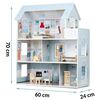 ​Casuta de papusi , din lemn si placa MDF, cu 3 etaje, 11 piese de mobilier, dus, dulap, lampa, fotoliu, 5 camere si terasa, aranjamente interesante, 70 x 60 x 24 cm, albastru, Culoare: Albastru-poza 6-Dacenergy.ro